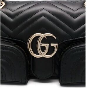 Gucci Black Quilted Crossbody Bag with Gold Accents